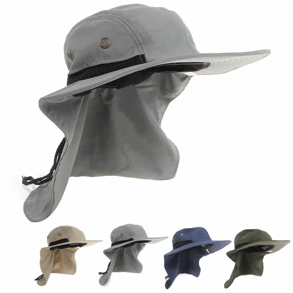 Outdoor Unisex Sun Protect Caps Bucket Hat Solid Casual Brim Block Quick Drying Fishing Climbing UV Protection Face Neck | Аксессуары