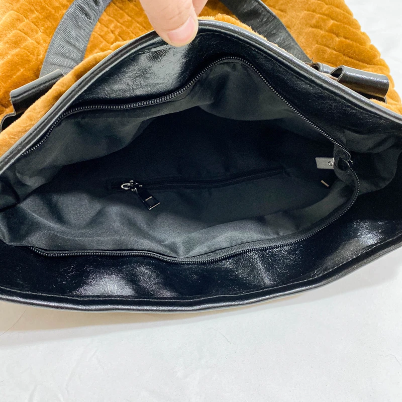 Вельветовая Сумка-тоут на молнии для женщин женская сумочка-тоут зимняя плюшевая