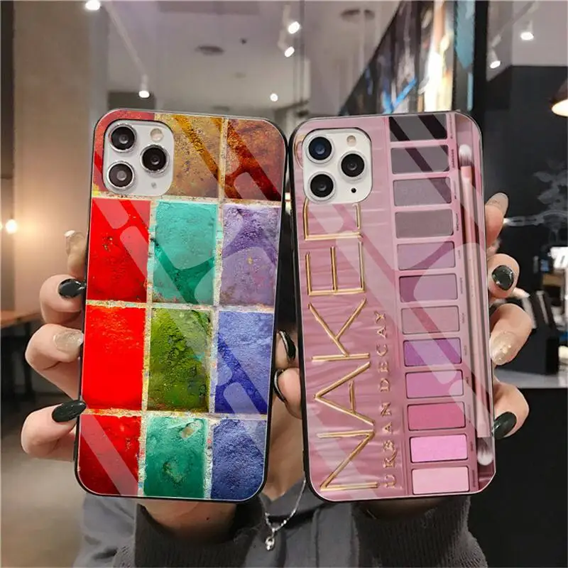 

Watercolors Set Palette Makeup Phone Case Tempered Glass For iPhone 12 pro max mini 11 Pro XR XS MAX 8 X 7 6S 6Plus SE 2020 case