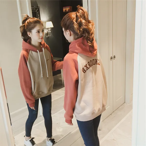 

Plush Hooded Sweatshirts Women's 2021 Autumn Winter Japanese Top Design Harajuku Letter Loose Thin Coat Goth Women's Sweatshirt