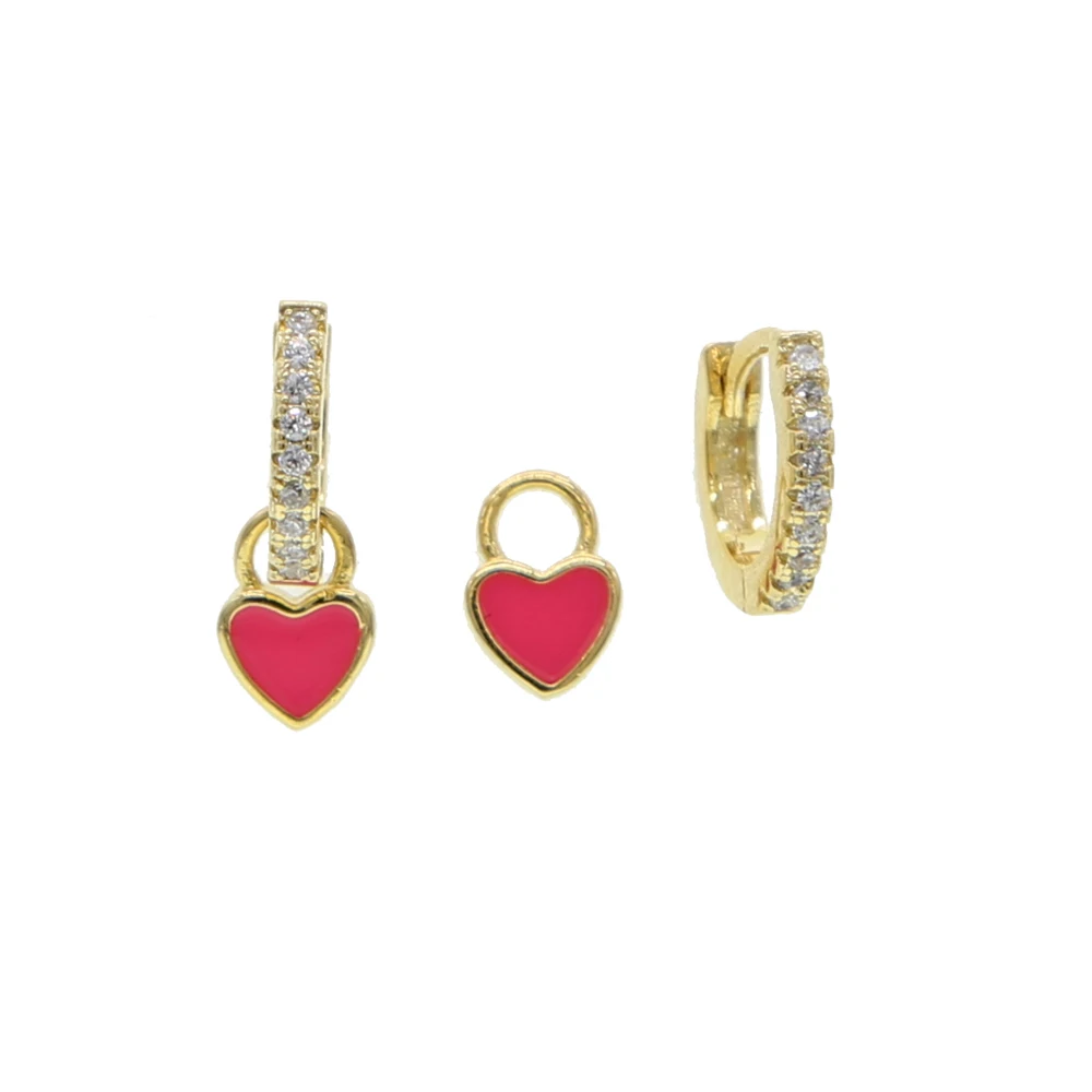Candy Colorful Earrings Paved With Romantic Cz 4 Colors Rinbow Heart Shape Charm Jewlery For Wedding Gift 2021 New | Украшения и