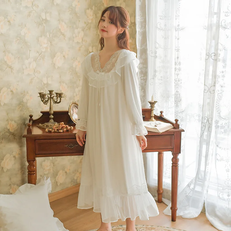 

Women Lace Sleepwear Bride Nightgowns Female Sweet Princess Sleeping Home Dress Lady Lace Sexy Nightdress Sleepwear T662