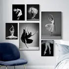 Черно-белая Картина на холсте для девочек, постер с красивой танцующей балериной девушкой, картина для спальни, домашний декор HD0070