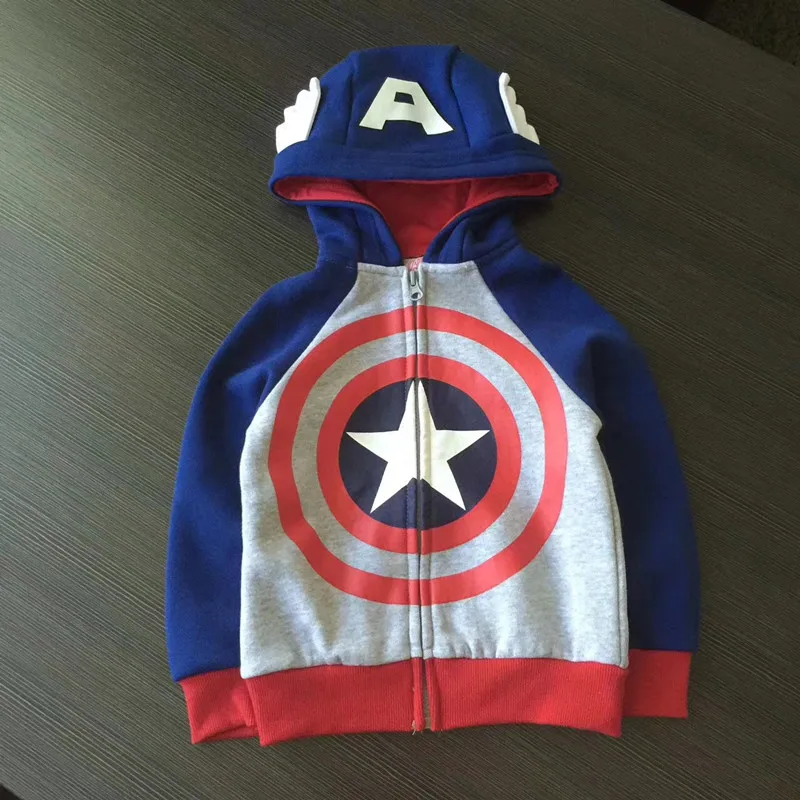 

2~10 years Autumn winter children clothing Cartoon anime American Shield Hooded sweater Cotton Sports Jacket Coat boys clothes