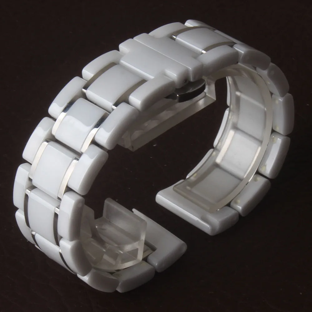 Pulseiras de Cerâmica Pulseira de Relógio Resistente à Água Cintas 20 2122 23 24mm Branco Pulseira Pulseiras Banda 100% Cerâmica 14 16 18 19