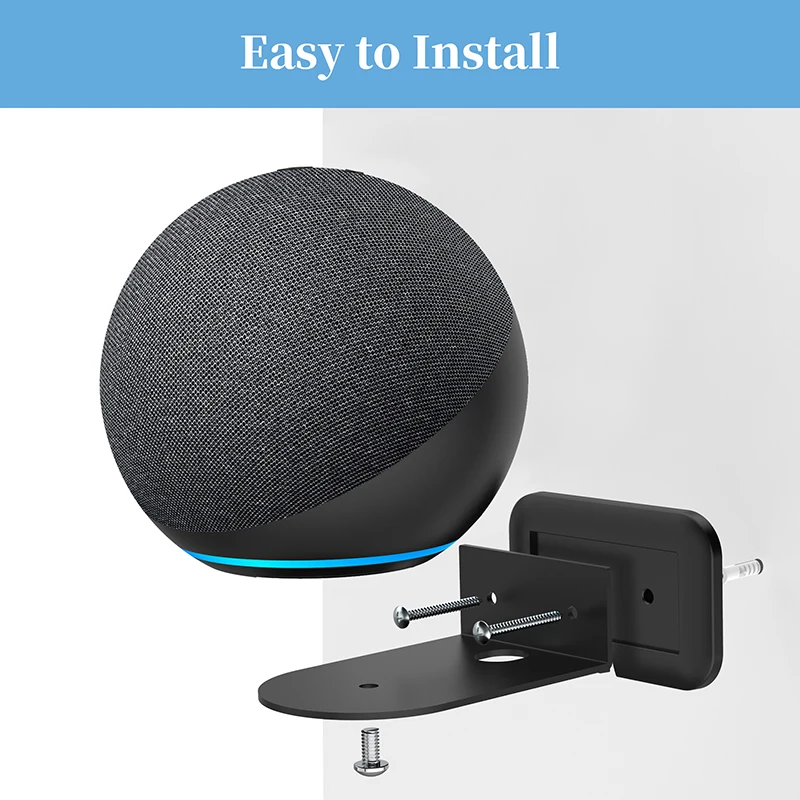 PlusAcc Wall Mount For Amazon Alexa Echo 4 4th Gen Space-Saving Solution Metal Outlet Stand for Smart Speakers Hide Messy Wires |