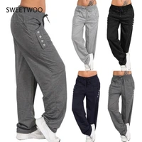 womens plus size s 5xl sports trousers lace up casual loose straight leg pants comprehensive training trousers running trousers