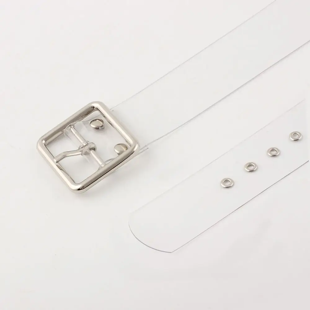Square buckle silver Горячие женские в форме сердца регулируемые ремни круг сладкий милый женский пояс-кушак Пояс прозрачные ремни для брюк джинсы - Цвет: Square buckle silver