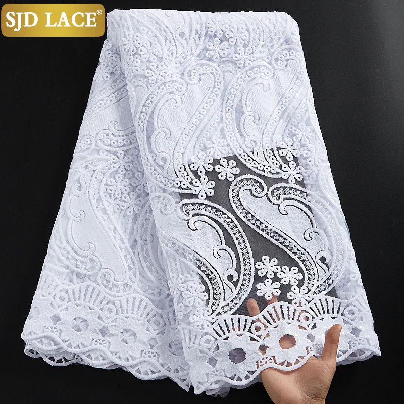 

SJD LACE Sequined Designed French Lace Fabric Embroidery African Lace Fabric High Quality Milk Silk Mesh For Wedding Party A2312