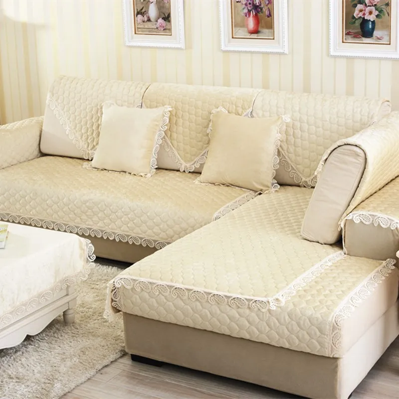 Однотонная Нескользящая диванная подушка стеганая синельная простой толстый