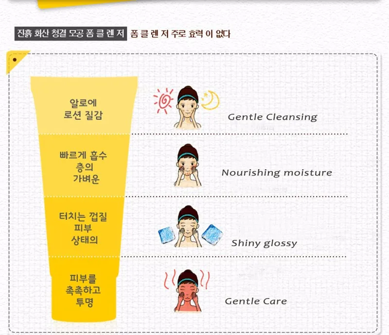 Корейская косметика вулканическая грязь глубоко очищающая пена Очищающий