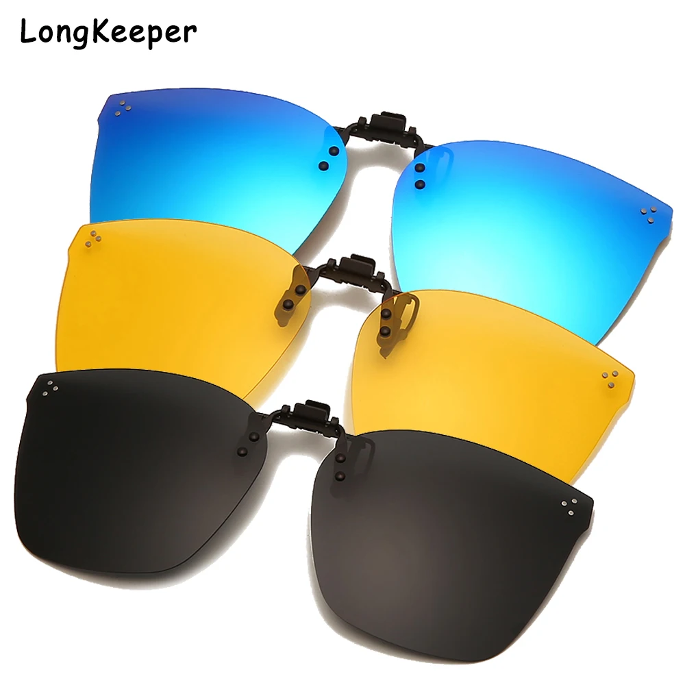 Men's Polarized Sunglasses Clip On Flip Up Sun Glasses Car Driving Glasses Goggles UV400 Lens Clips Anti-UV Gafas de sol Driver