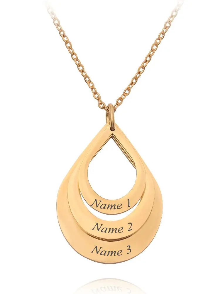 

Hiuwu DIY Custom Made Stainless Steel Engraved Name Initial Letter Multiple Hollow Waterdrop Pendant Necklace