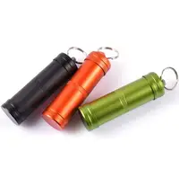 100pcs Camping Survival Waterproof Pills Box Container Aluminum Medicine Bottle Key chain Outdoor Emergency Travel Tool SN4043