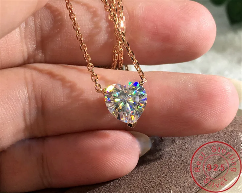 Кулон в форме сердца реальные 925 стерлингового серебра драгоценности AAAAA cz Любовь