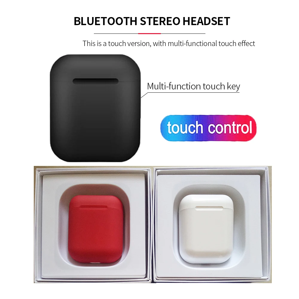 I12 tws Bluetooth 5,0 Гарнитура 3D стерео супер бас мини наушники беспроводные наушники с сенсорным датчиком для всех смартфонов