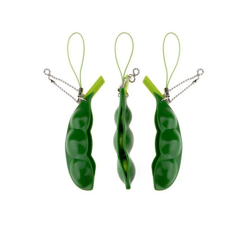 

Extrusion Pea Bean Soybean Edamame Stress Relieve Toy Cute Fun Key Chain Ring Gift Bag Charms Trinket Stress Relief Toy