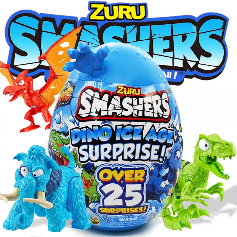 

Zuru Smashers Dino Ice Age Surprise Giant Egg Collect Doll Accessories Blind Box Pterosauria Velociraptor Mini World Kids Toys