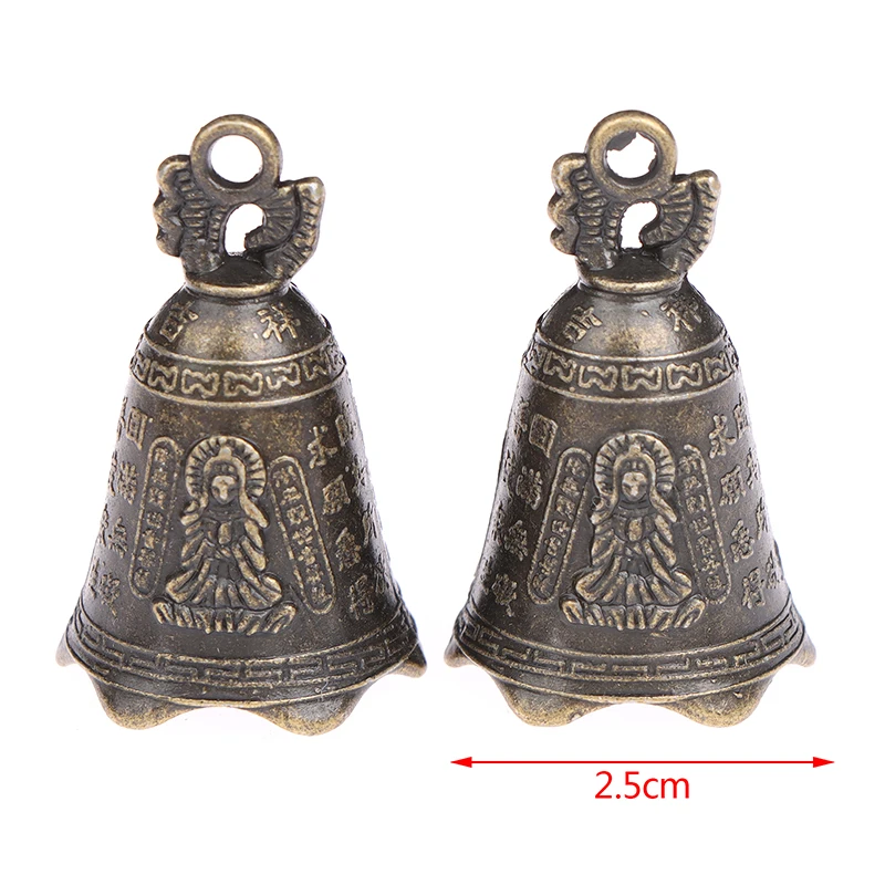 

10PS Antique Bell Chinese Mini Sculpture Pray Guanyin Buddha Bell Shui Feng Bell