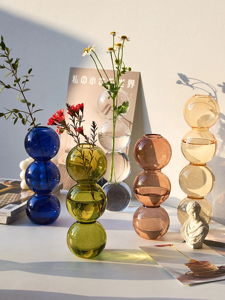 

Nordic Ins Creative Glass Bubble Vase Flower Arrangement Spherical Art Flower Ornaments Vases Decoration Home Holiday Gift Vase