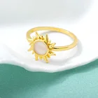 Из нержавеющей стали популярными в винтажном стиле с логотипом солнца кольца для мужчин и женщин Ins золотое солнце и с украшениями в виде звезды и цветка Круглый женское кольцо, ювелирное изделие, подарок для девочек