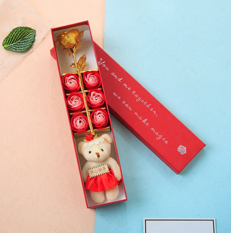 Креативный подарок на день Святого Валентина покрытая фольгой 24 К розовая