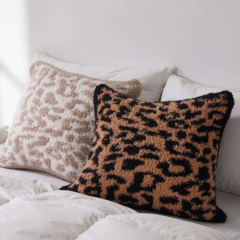 Funda de almohada de leopardo descalzo, funda de almohada de punto de medio cachemir, sof&aacute;, dormitorio, decoraci&oacute;n del hogar-5