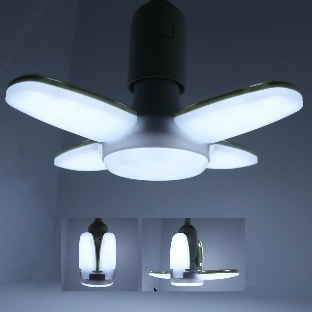 

85-265V Foldable LED Bulb E27 28W Mini Fan blade LED Lamp Super Bright White 6500K For Indoor Home Lighting
