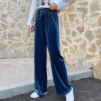 2021 autumn and winter warmth belt loose casual pants streetwear velvet trousers harajuku high waisted wide leg pants women