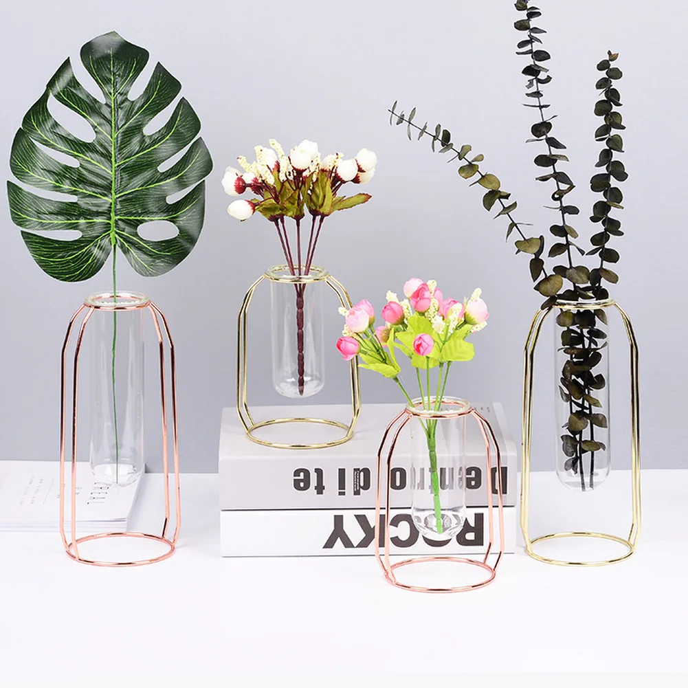 Стеклянная железная ваза в скандинавском стиле простая художественная
