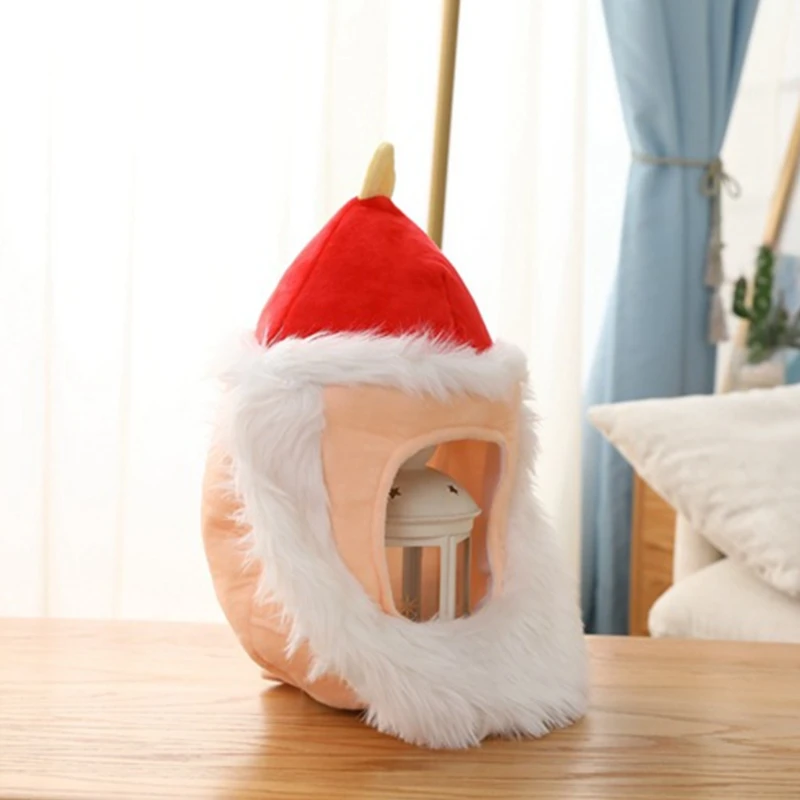 

Funny Full Beard Santa Claus Head Plush Hat Stuffed Toy Warm Cosplay Earflap Cap J78E