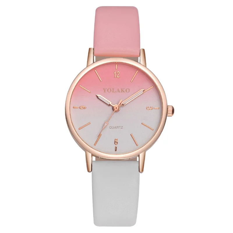 

Часы наручные женские кварцевые с градиентом, люксовые модные цифровые, с кожаным ремешком, наручные, подарок для женщин