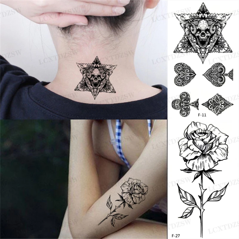 Temporary Tattoo Stickers Men Women's Waterproof Bat Wolf Neck Arm Tattoo Art Body Painting One-Time Flash Sexy Fake Tattoo
