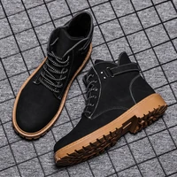 2021 winter mens boots high top work shoes velvet all match snow boot mens british short boots warm mens casual shoes