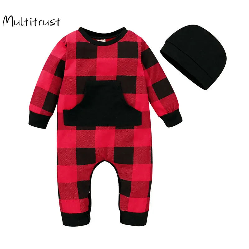 

Christmas Romper Infant Newborn Toddler Baby Girl Plaid Checked Warm Xmas Bodysuit Romper Jumpsuit Clothes
