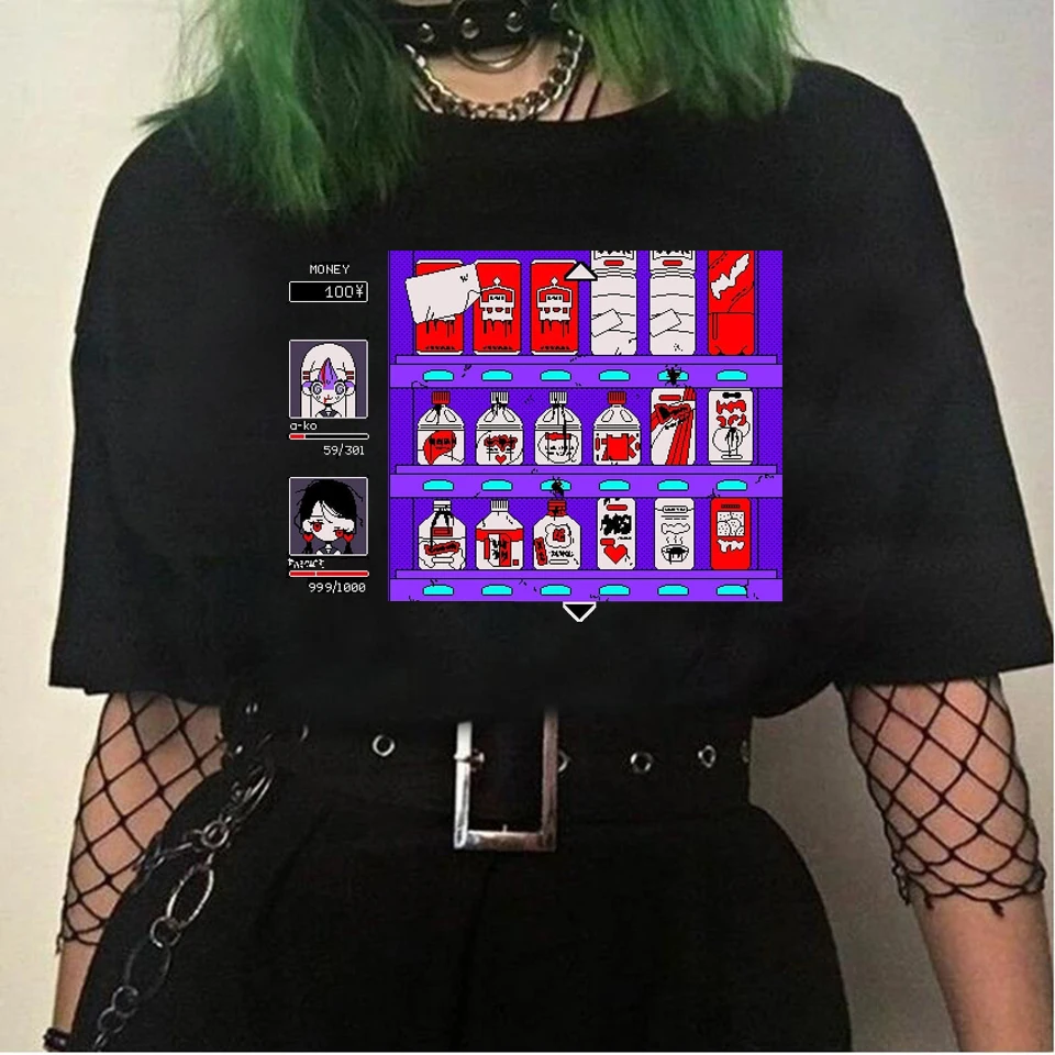 

Ladies summer short-sleeved black T-shirt fashion anime characters Ladies T-shirt tops cartoon women's pattern T-shirt T-shirt