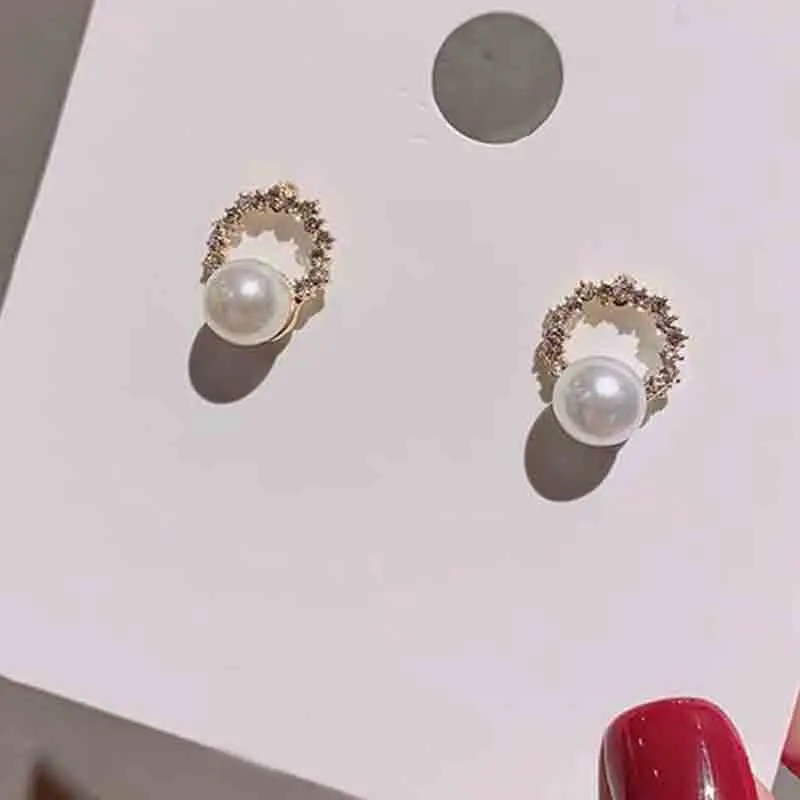 2 шт./компл. для женщин серьги элегантный полый лист со стразами и жемчугом