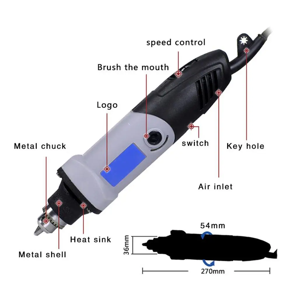 Мини-Электрическая дрель с 6 позициями вращающийся инструмент переменной