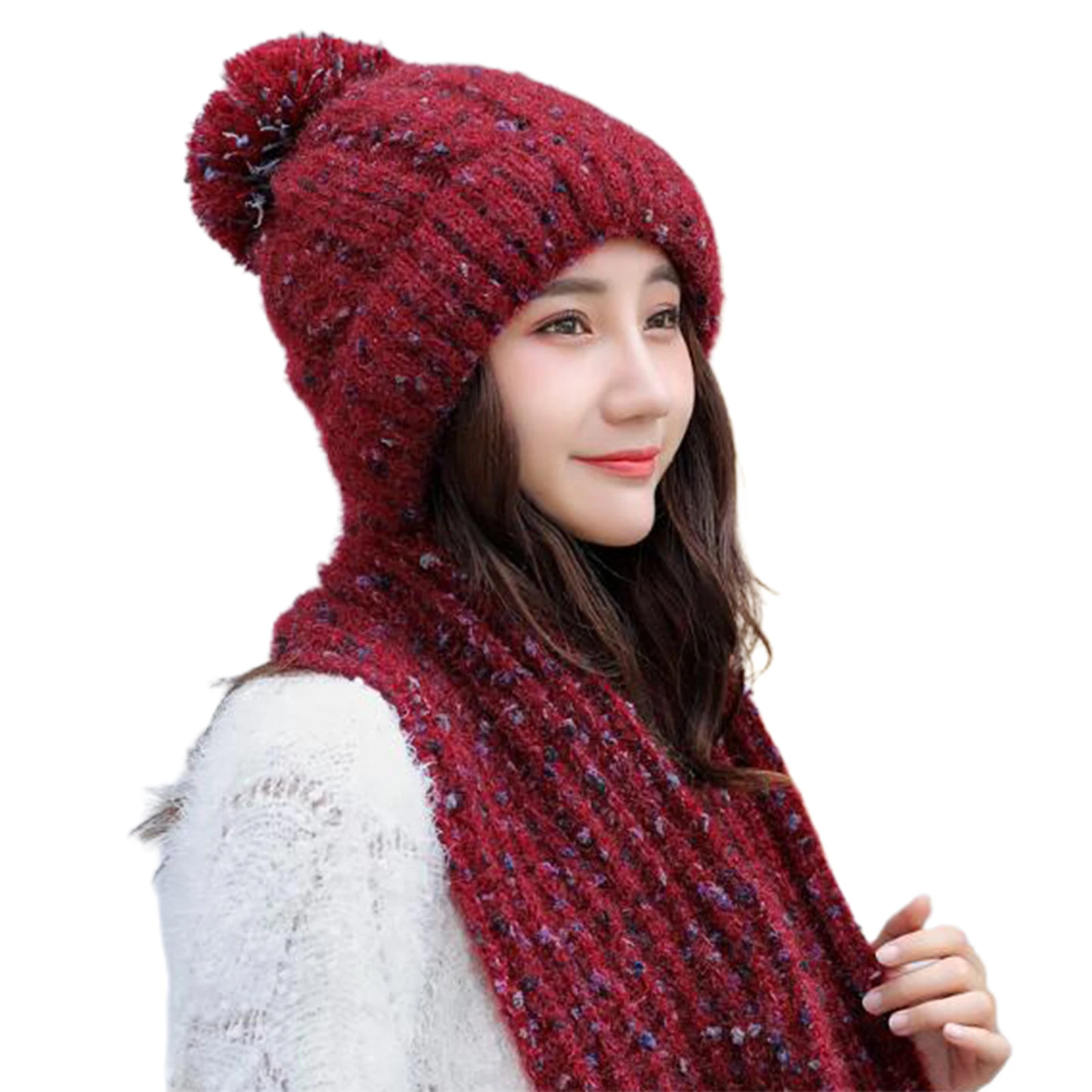 

Women Autumn Winter Skullies Beanies Soft Warm Girls Korean Woolen Knitted Circle Loop Scarf Cap Ladies ourdoor sports Hat