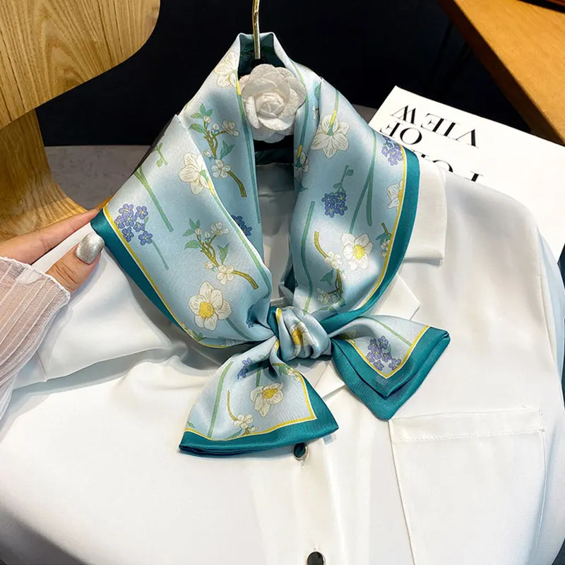 

Luxury Brand Silk Scarf Women Satin Neck Hair Hijab Head Female Foulard Print Scarves Office Ladies Shawl Bandanna Handkerchief