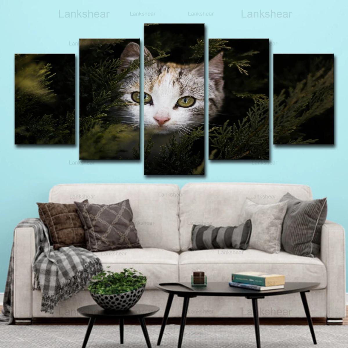 5 панелей милый кот Животные сцена холст для живописи Wall Art украшение дома