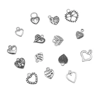 10pcs zinc alloy heart sharped pendant with lettering hollow pattern charms for jewelry making handmade diy necklace suppiies