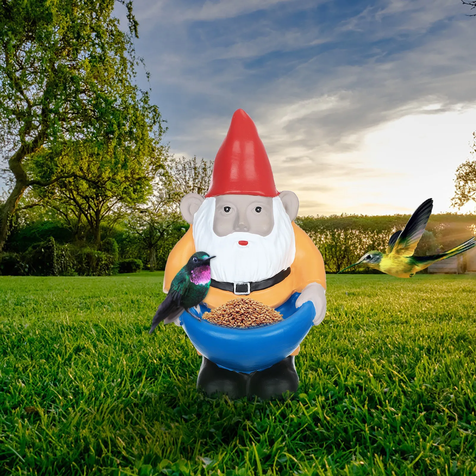 

Funny Lawn Decoration Yard Garden Decor Bird Feeder Gnome Statue Figurine Feeding Bird Pet Animals Products Bird Feeder