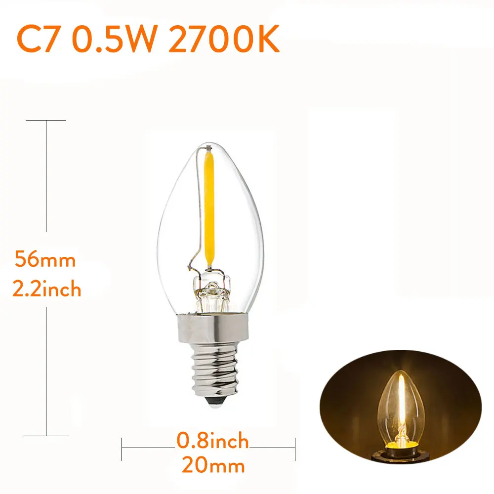 Dimmable T20 C7 E12 110В светодиодный светильник 0 5 Вт 1 2 Светодиодный E14 220 В Ретро Мини
