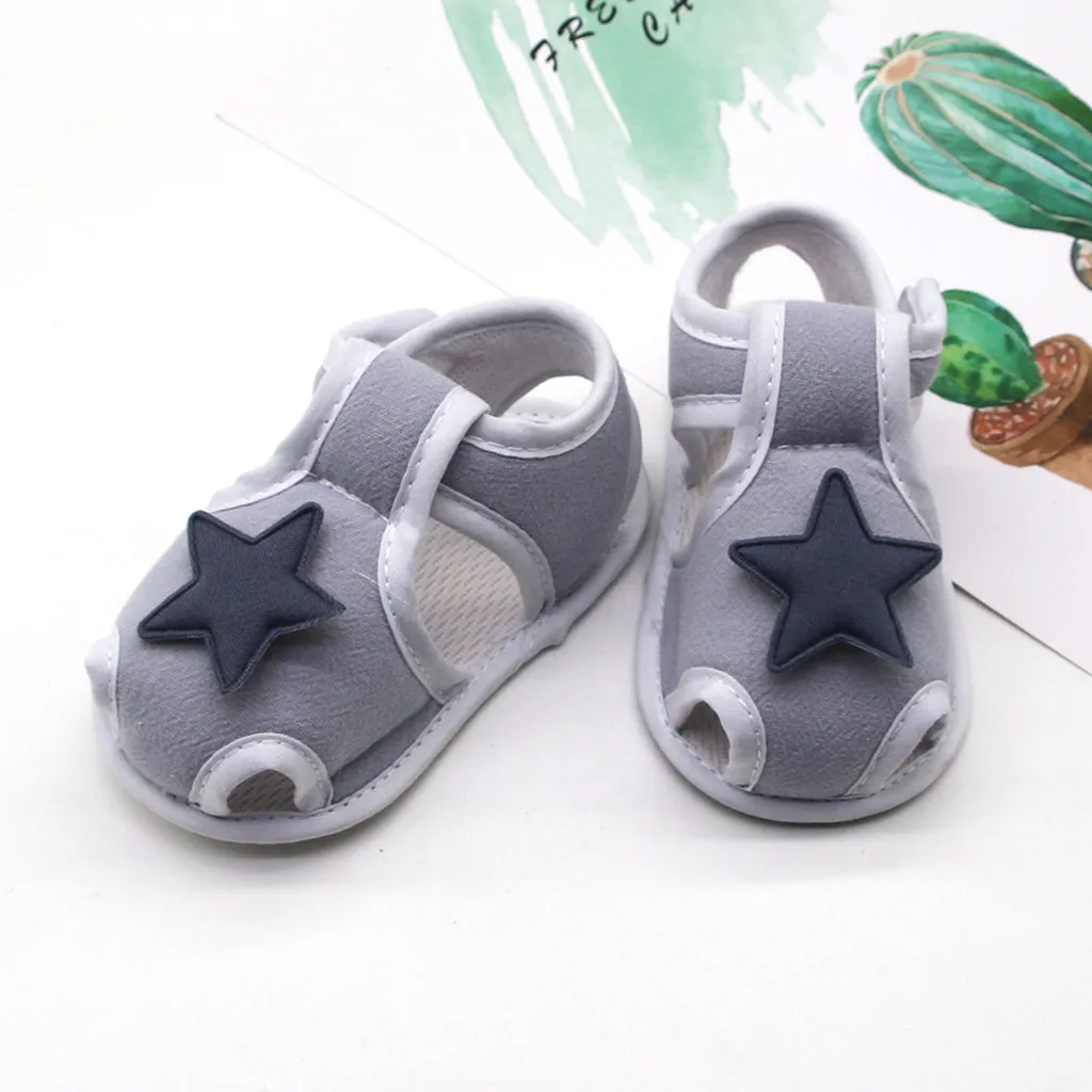 

Newborn Stars Applique Sandals Shoes Infant Newborn Baby Girls Boy Prewalker Printing Baby Toddler Sandals Summer Baby Shoes