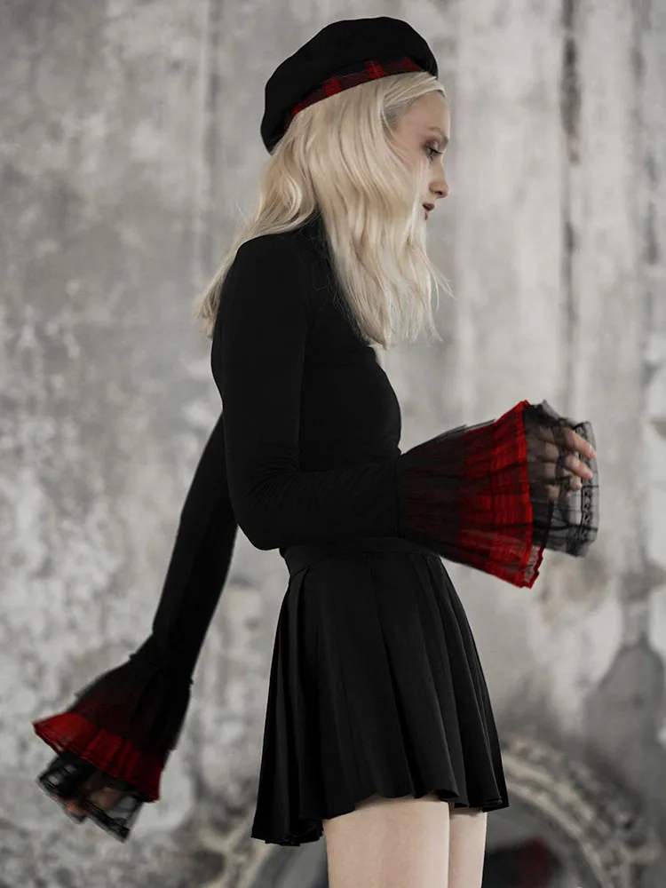 Панк Rave women's Goth Высокая шея тонированные роговые рукава футболки PT 403TC|Футболки|