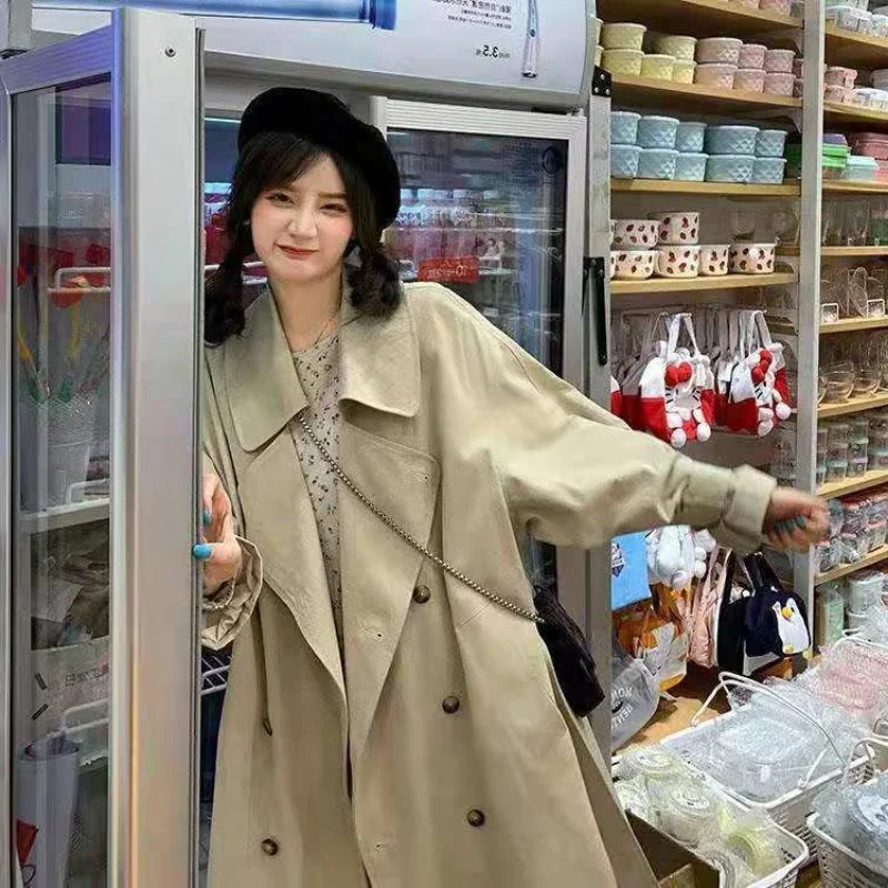 Тренчкот для ранней осени женская маленькая осенняя одежда новинка 2021 большие