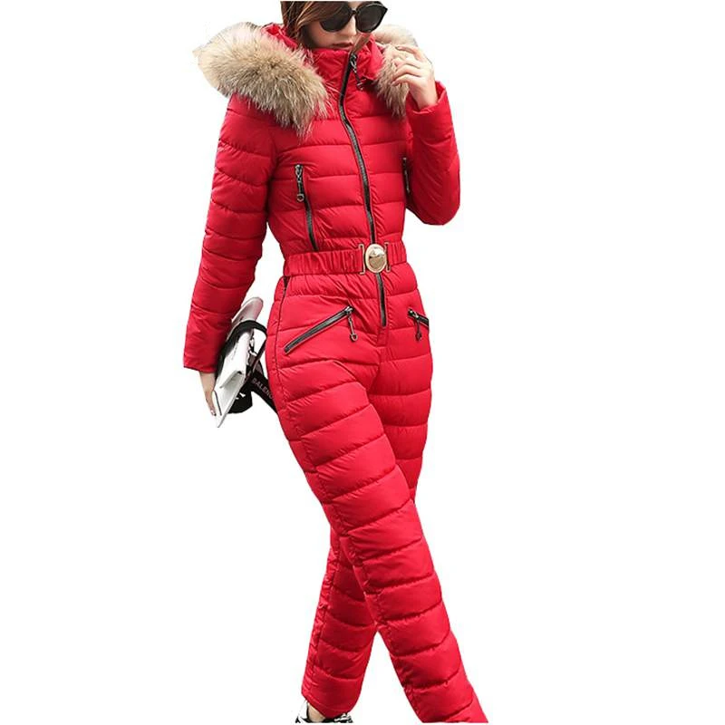 

2019 Fashion Winter New Women Cotton Jacket Siamese Sets Slim Females Parkas Thicker Warm Coat Hooded Fur Collar Outerwear B655