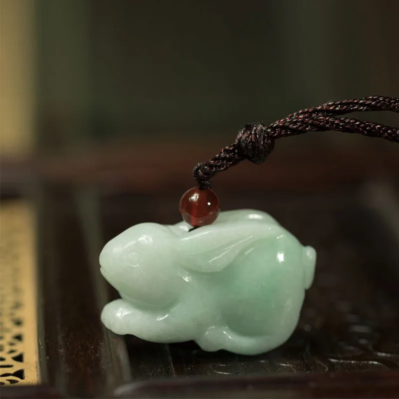 

Natural Myanmar jadeite zodiac rabbit pendant simple pendant temperament jewellery fashion for women men lucky