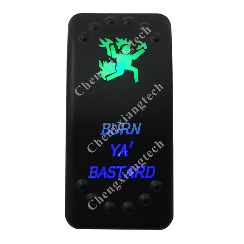 

BURN YA' BASTARD Green & Blue Led Light Rocker Switch 5Pins SPST ON/OFF 12V 24V For Marine Boat Car Truck Bus Waterproof